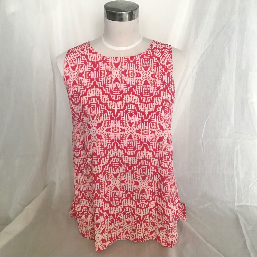 Pink Print Sleeveless Blouse